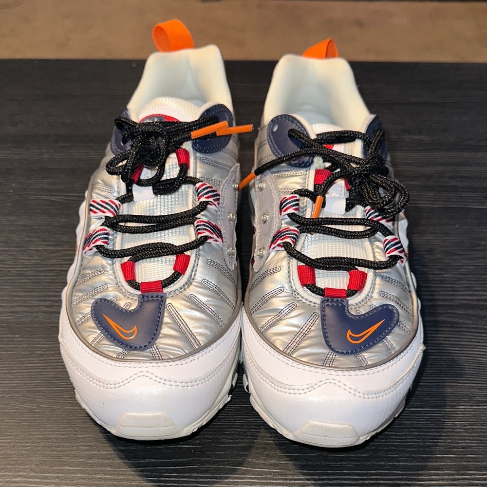 Nike Kids Silver and White Sneakers with Orange Accents
